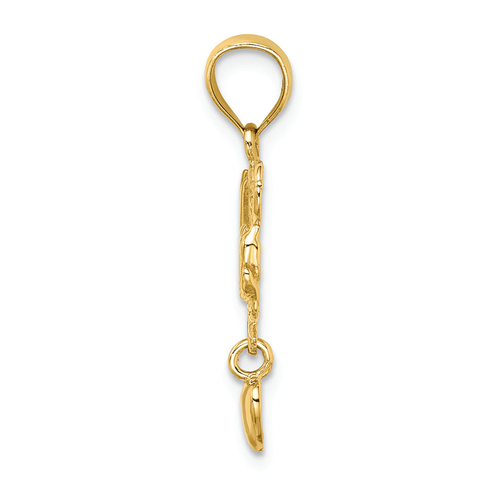 FJC Finejewelers 14k Yellow Gold Mom with Dangling Heart Charm