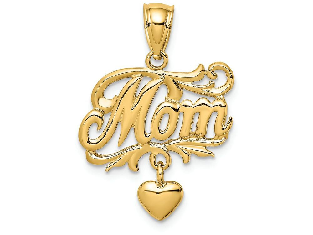 FJC Finejewelers 14k Yellow Gold Mom with Dangling Heart Charm