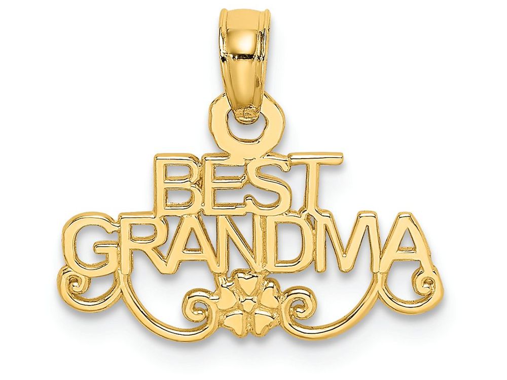 FJC Finejewelers 14k Yellow Gold Best Grandma with Flower Charm