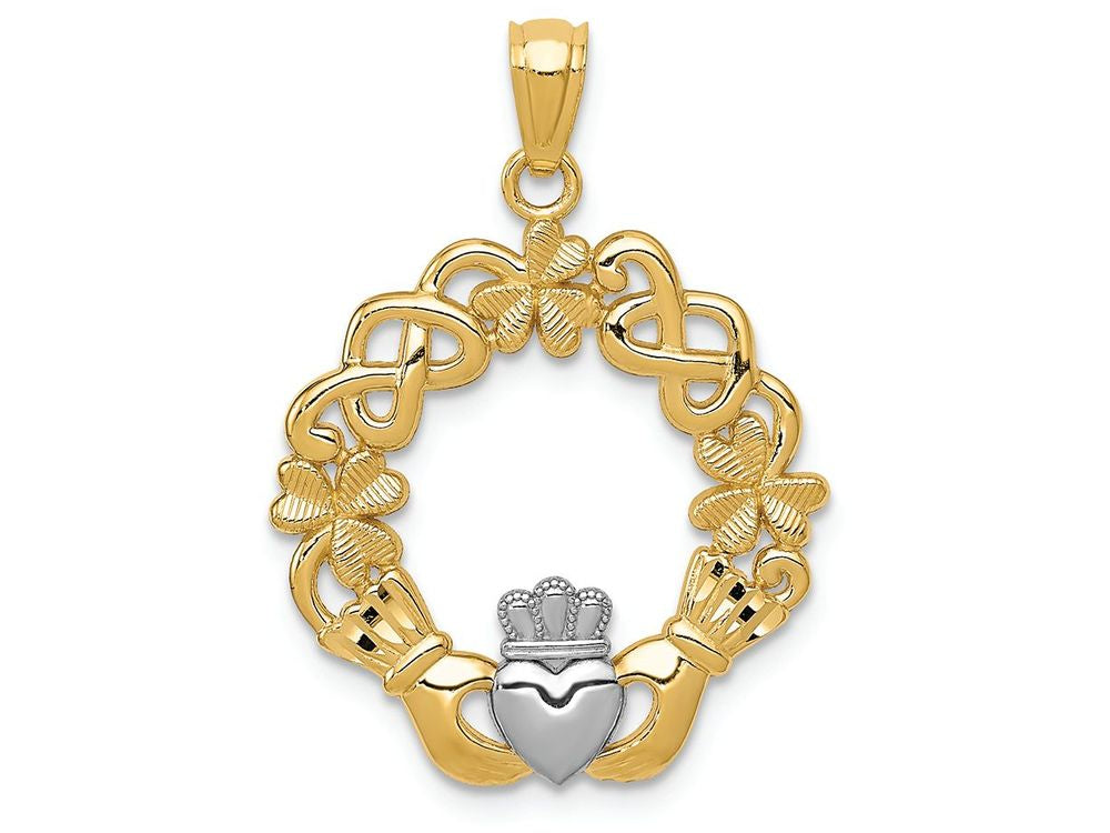 FJC Finejewelers 14k Yellow Gold with Rhodium Claddagh Charm