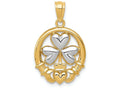 FJC Finejewelers 14k Yellow Gold with Rhodium Claddagh with Shamrock Charm