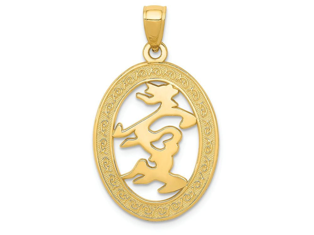 FJC Finejewelers 14k Yellow Gold Chinese Happiness Symbol In Oval Frame Charm