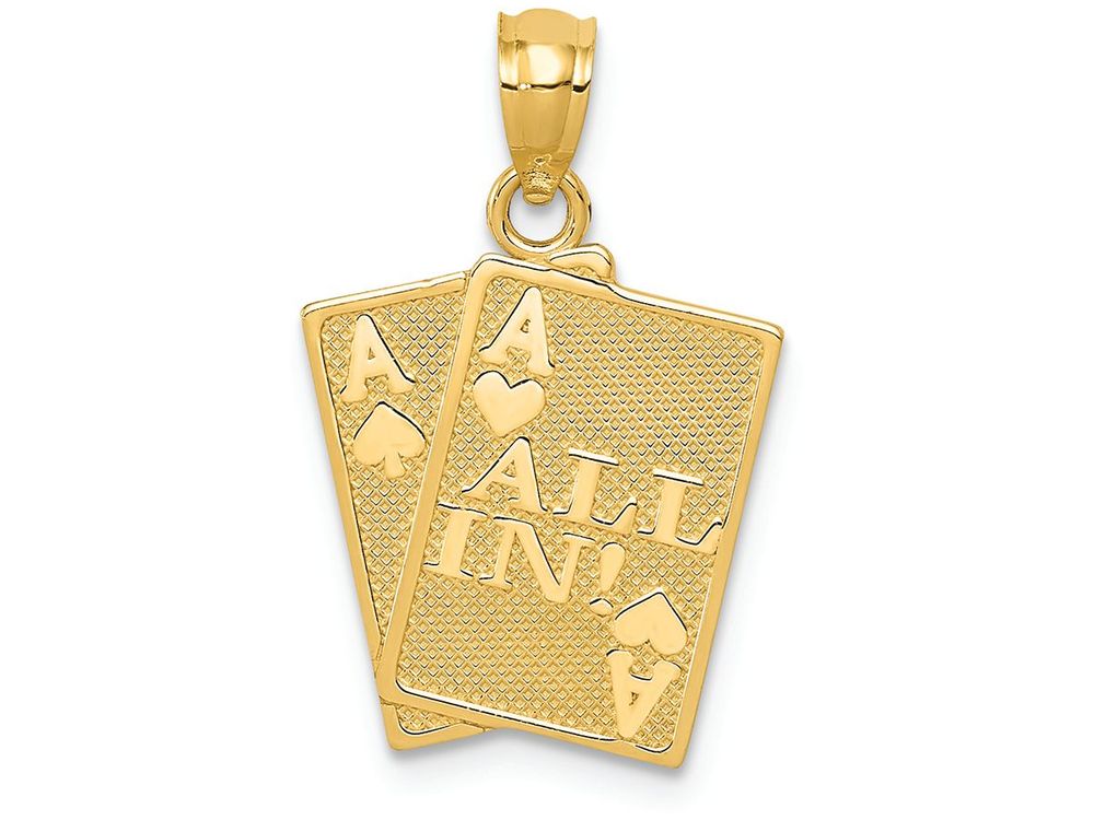 FJC Finejewelers 14k Yellow Gold Ace Of Hearts Ace Of Spade All In! Cards Charm