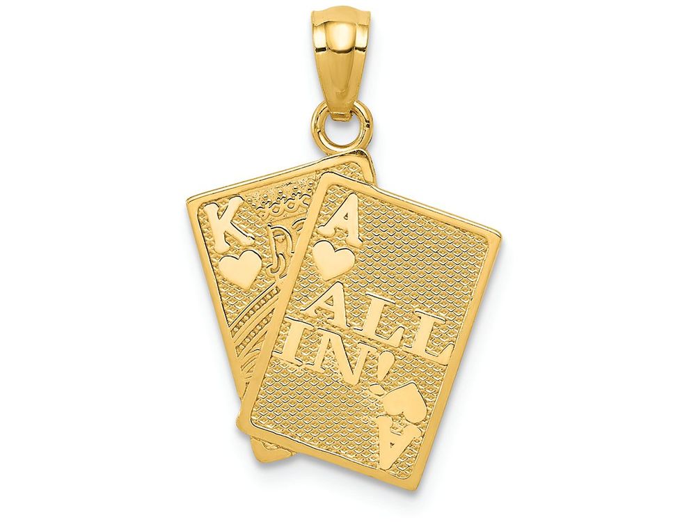 FJC Finejewelers 14k Yellow Gold Ace Of Hearts King Of Hearts All In! Cards Charm