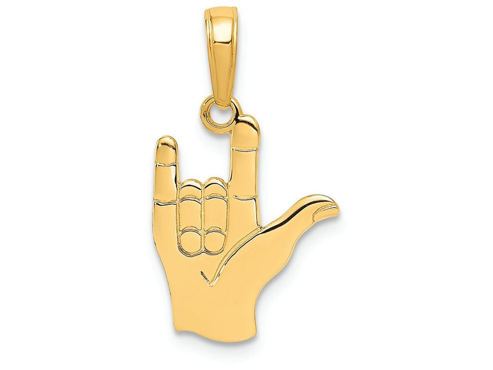 FJC Finejewelers 14k Yellow Gold I Love You Hand Sign Language Charm