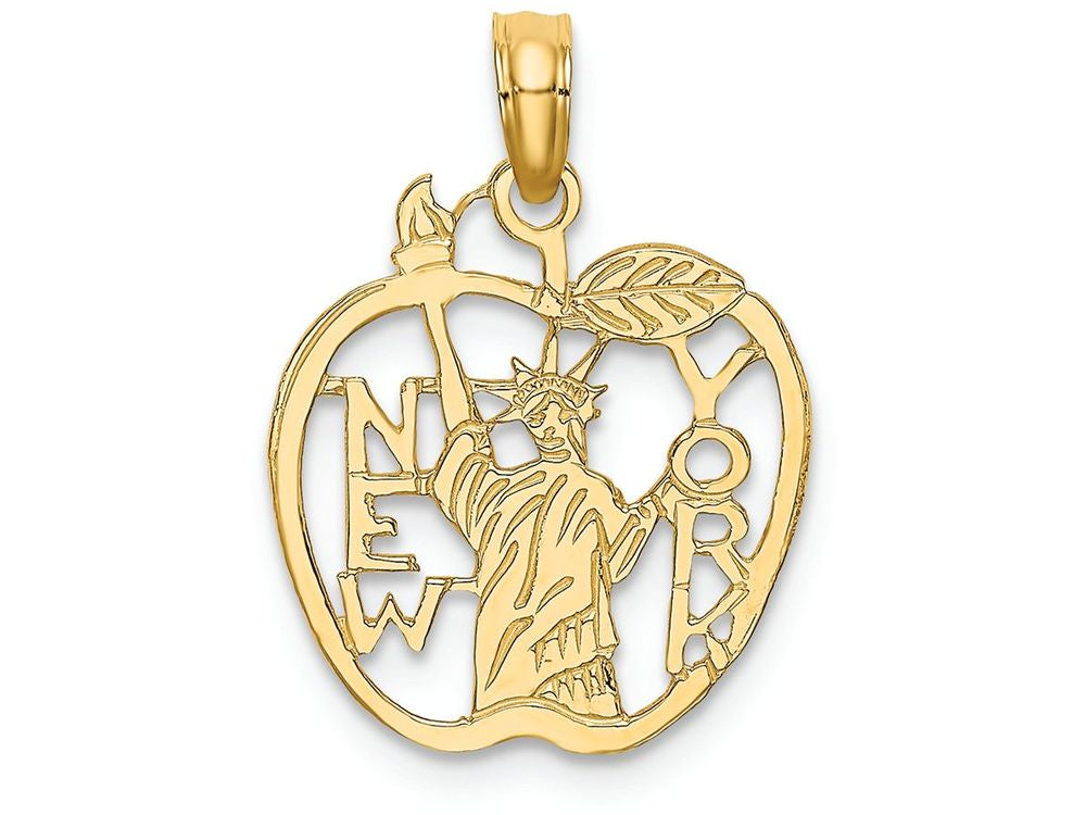 FJC Finejewelers 14k Yellow Gold Cut-out New York with Statue Of Liberty In Apple Charm