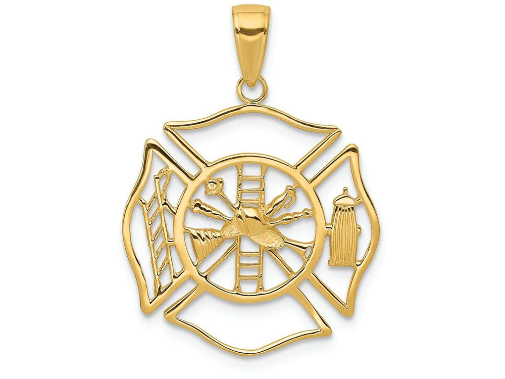 FJC Finejewelers 14k Yellow Gold Fireman Shield Charm