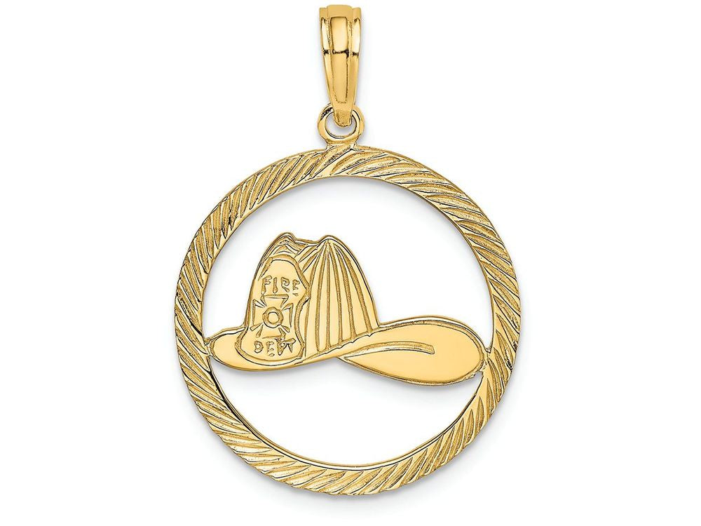 FJC Finejewelers 14k Yellow Gold Fireman Helmet In Disk Charm