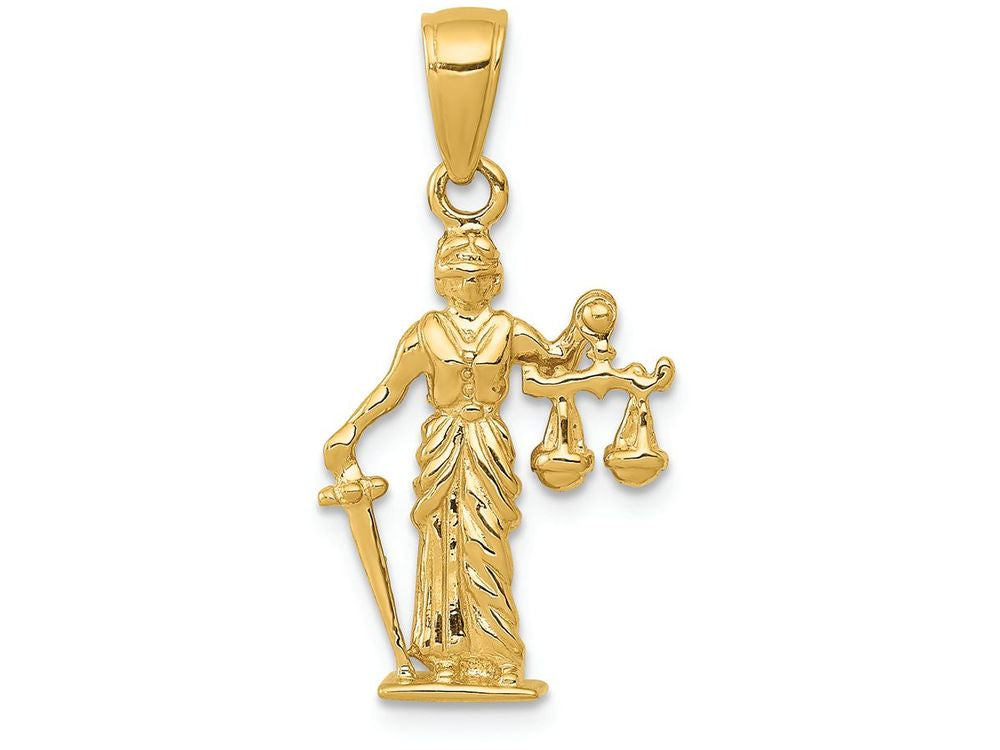 FJC Finejewelers 14k Yellow Gold 3d Lady Of Justice with Moveable Scales Charm