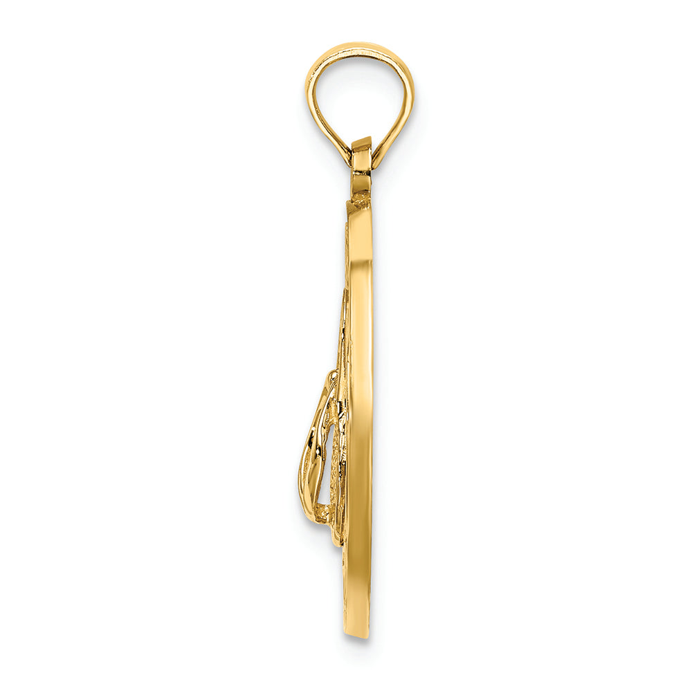 FJC Finejewelers 14k Yellow Gold Life's A Beach On Round Frame with Flip-flop Charm