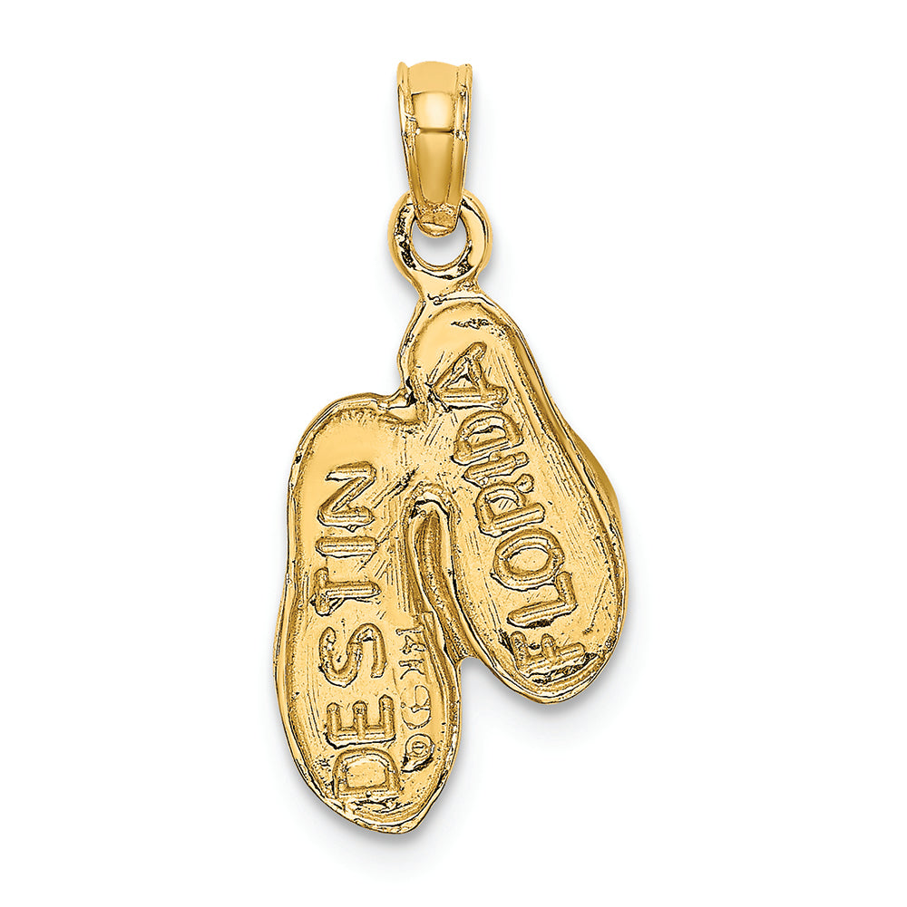FJC Finejewelers 14k Yellow Gold 3d Destin Florida Double Flip-flop Charm