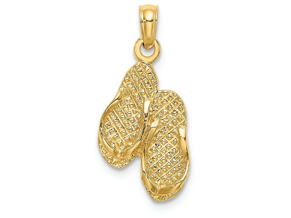 FJC Finejewelers 14k Yellow Gold 3d Destin Florida Double Flip-flop Charm