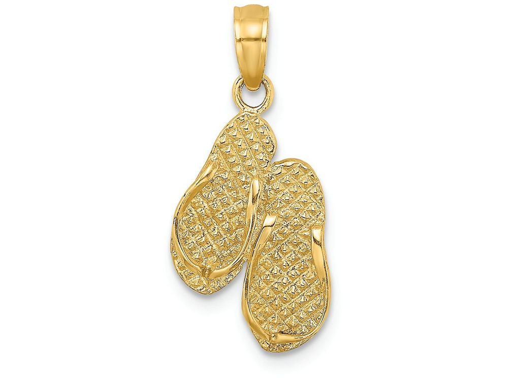 FJC Finejewelers 14k Yellow Gold 3d Myrtle Beach Flip-flops Charm