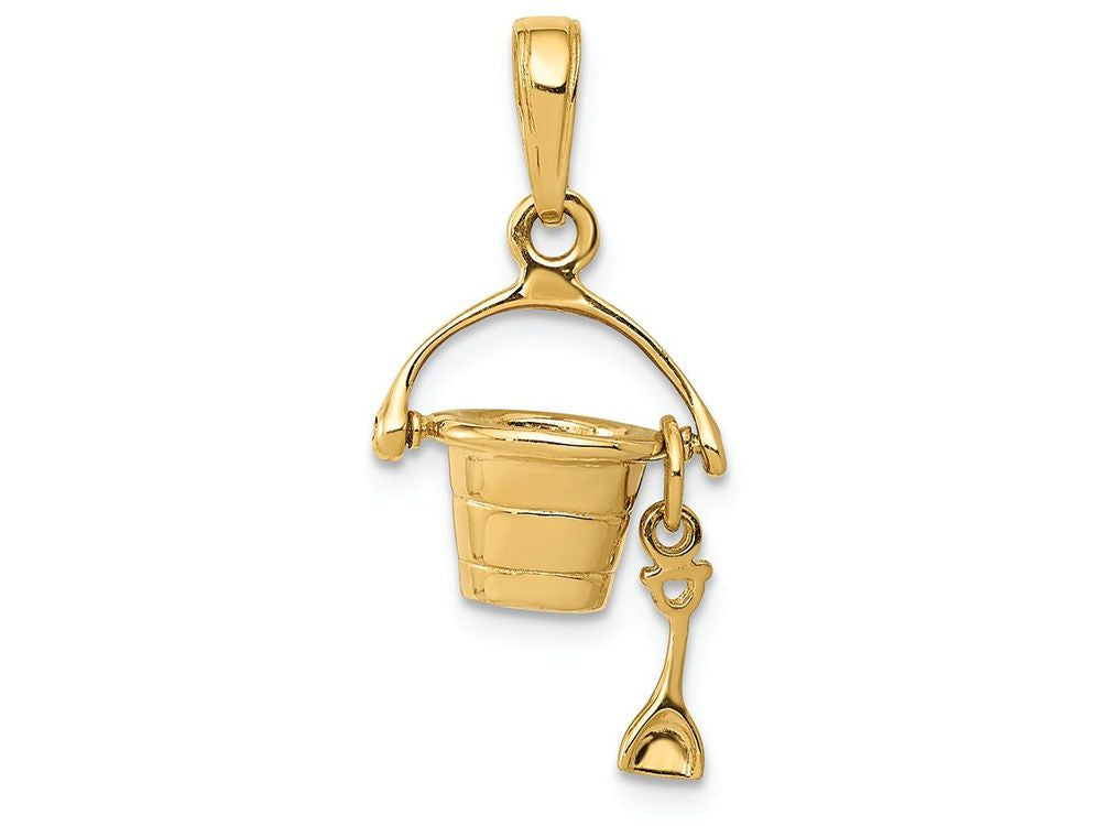 FJC Finejewelers 14k Yellow Gold 3d Beach Bucket with Shovel Charm