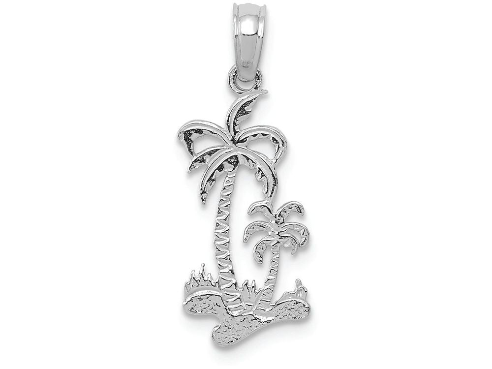 FJC Finejewelers 14k White Gold White Double Palm Treesflat Charm