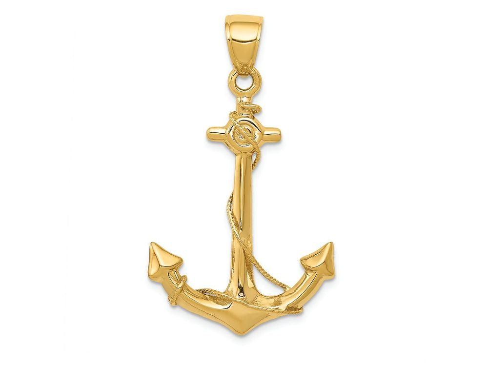 FJC Finejewelers 14k Yellow Gold 3d Anchor with Rope Charm