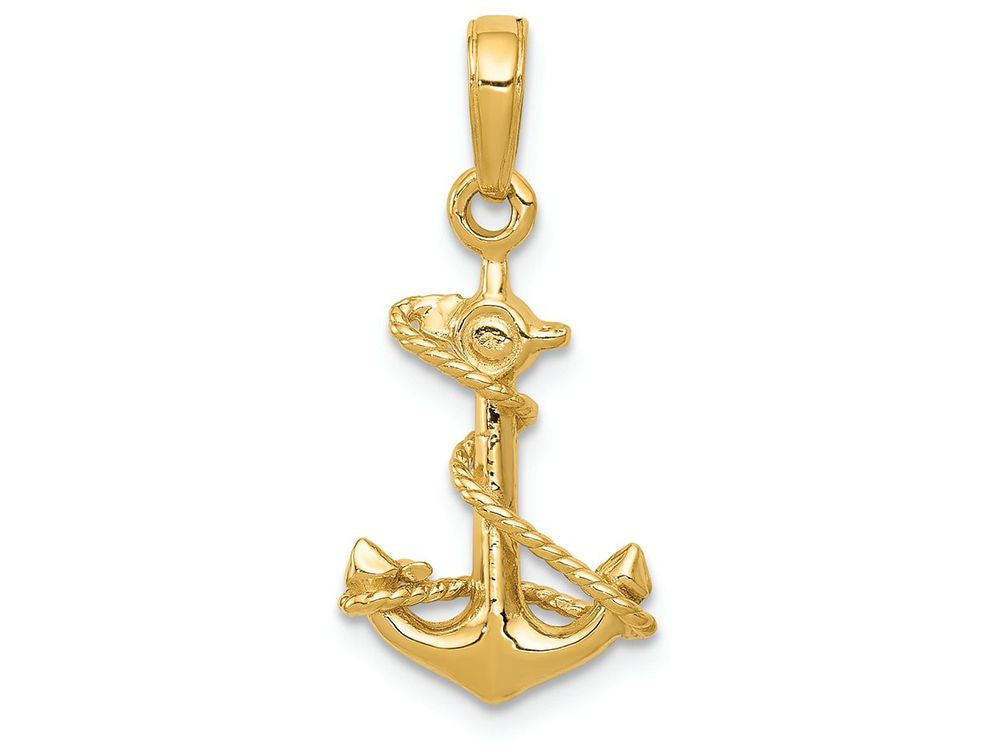 FJC Finejewelers 14k Yellow Gold 3d Anchor with Rope Charm