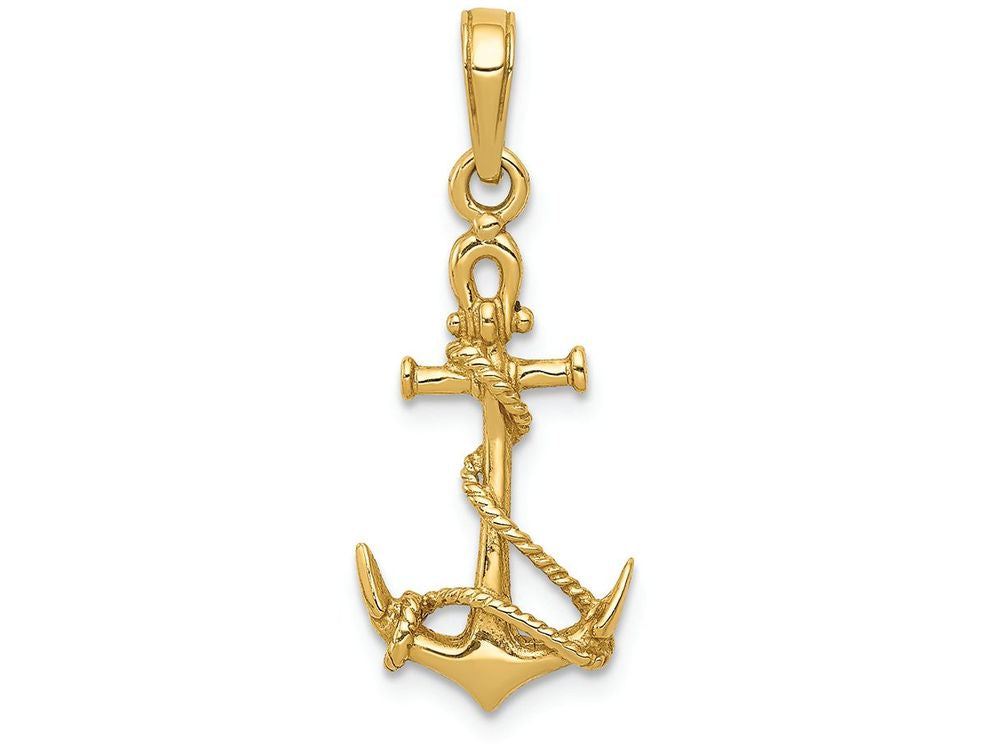FJC Finejewelers 14k Yellow Gold 3d Anchor with Shackle And Entwined Rope Charm