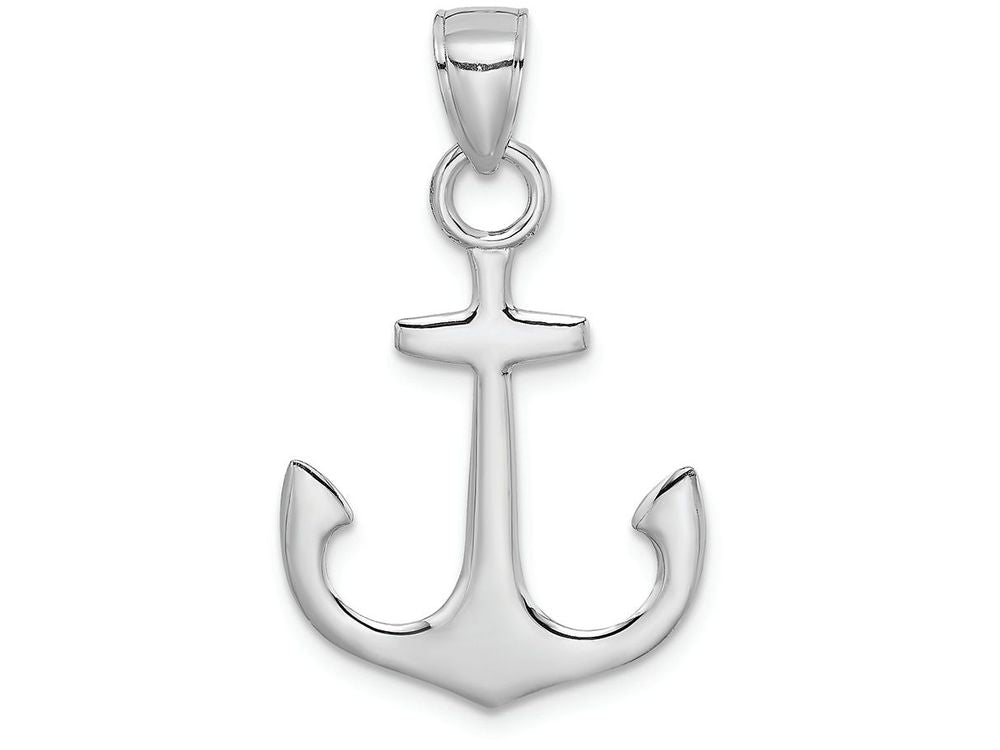 FJC Finejewelers 14k White Gold White 3d Anchor Charm