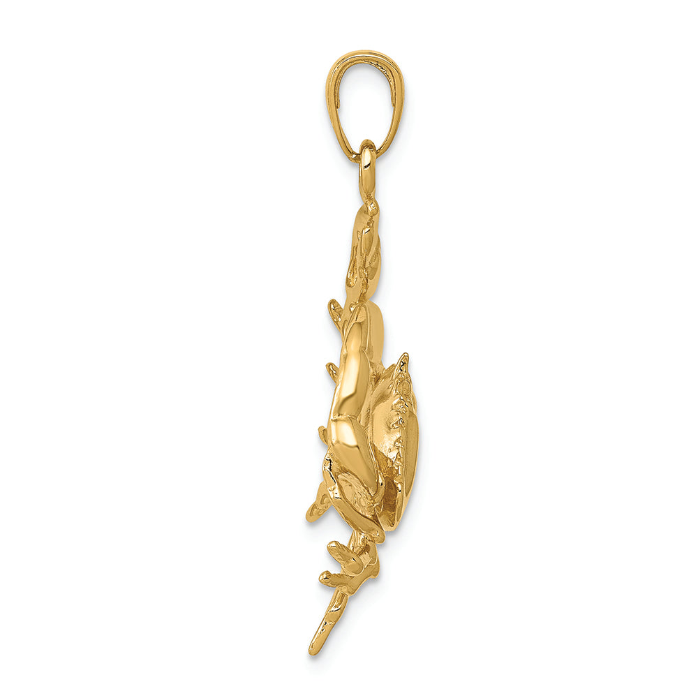 FJC Finejewelers 14k Yellow Gold Stone Crab with Claw Extended Charm