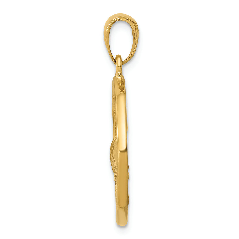 FJC Finejewelers 14k Yellow Gold Whale Tail In Circle with Waves Charm