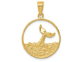 FJC Finejewelers 14k Yellow Gold Whale Tail In Circle with Waves Charm