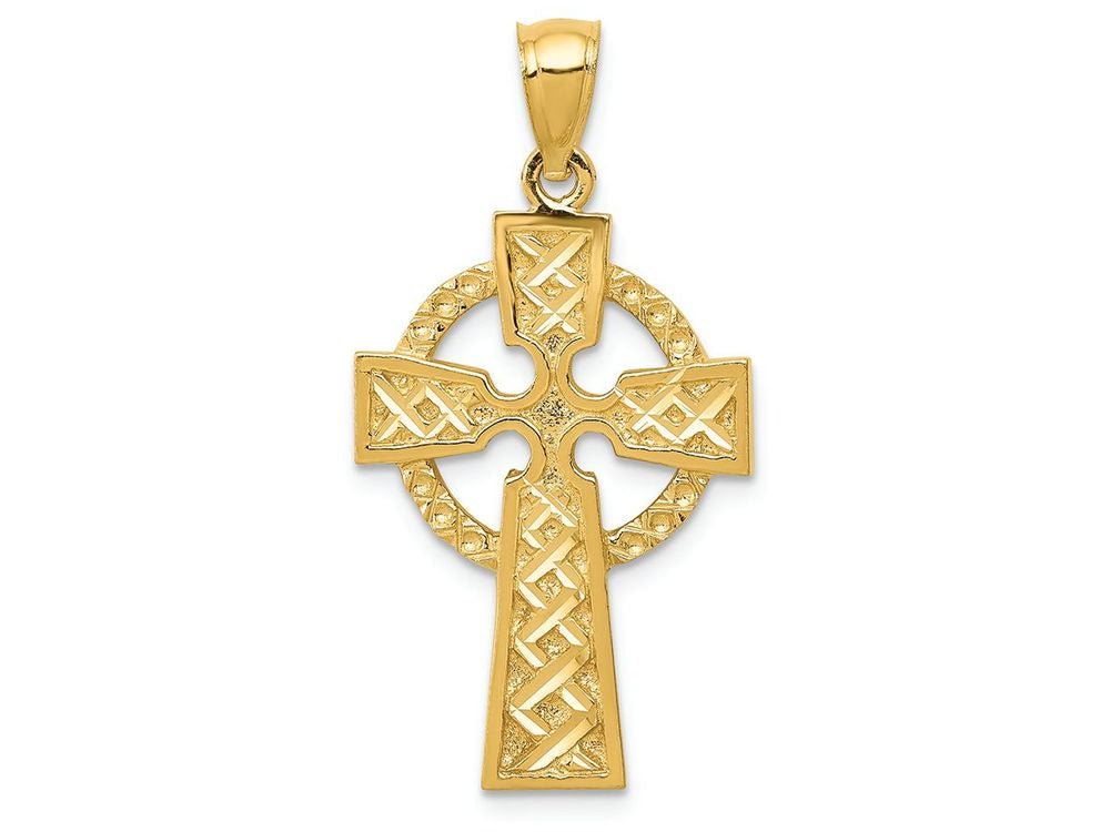 FJC Finejewelers 14k Yellow Gold Bright Cut Celtic Cross Charm
