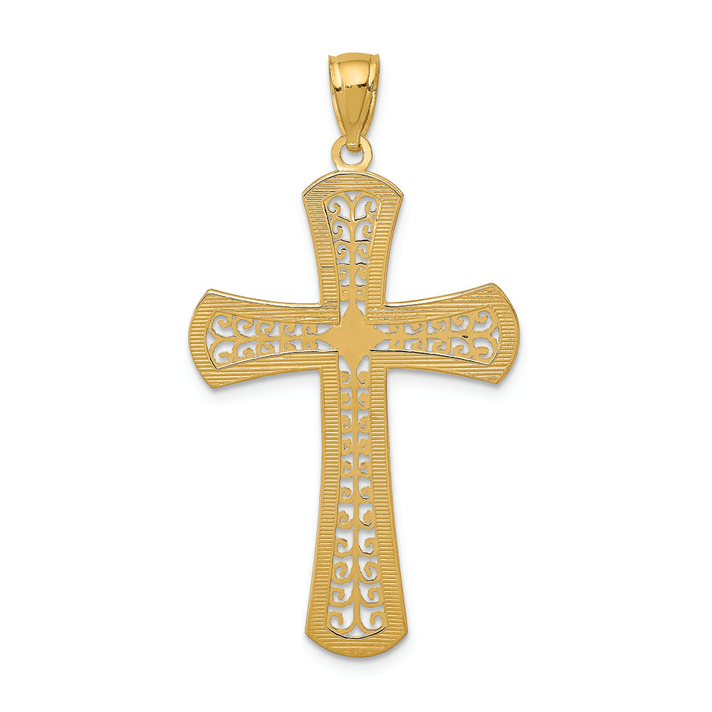 FJC Finejewelers 14k Yellow Gold Bright Cut Filigree Cross Charm
