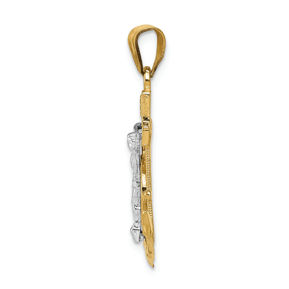 FJC Finejewelers 14k Two-tone Gold Bright Cut Mariner's Cross Charm