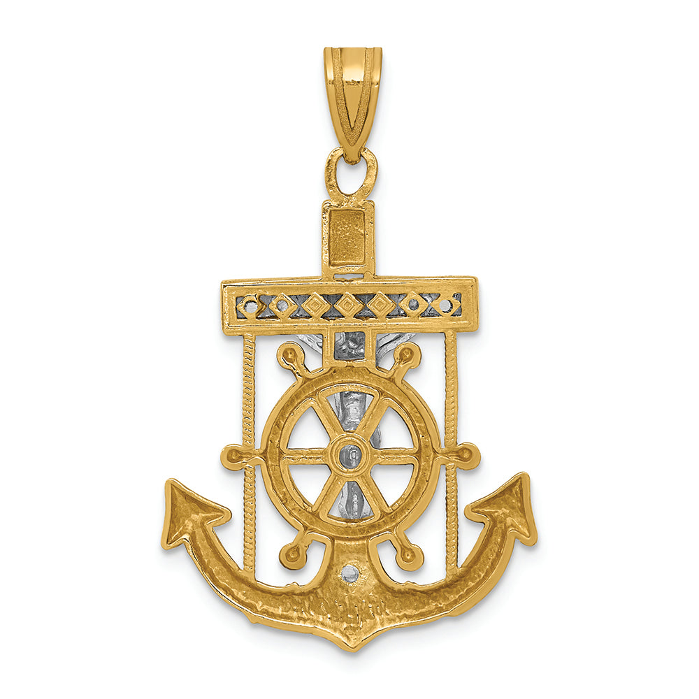 FJC Finejewelers 14k Two-tone Gold Bright Cut Mariner's Cross Charm