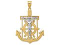 FJC Finejewelers 14k Two-tone Gold Bright Cut Mariner's Cross Charm
