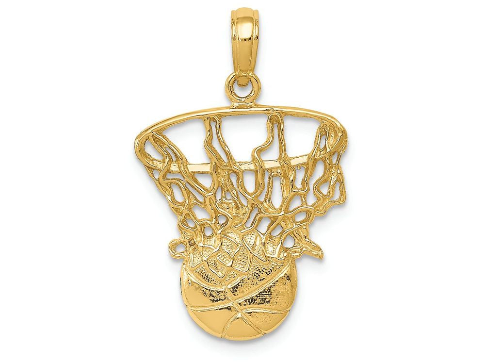 FJC Finejewelers 14k Yellow Gold Swoosh Basketball And Net Charm