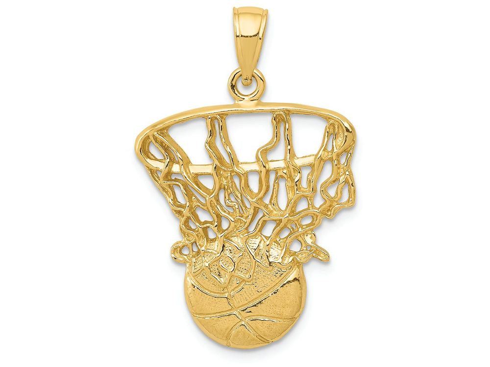 FJC Finejewelers 14k Yellow Gold Swoosh Basketball And Net Charm