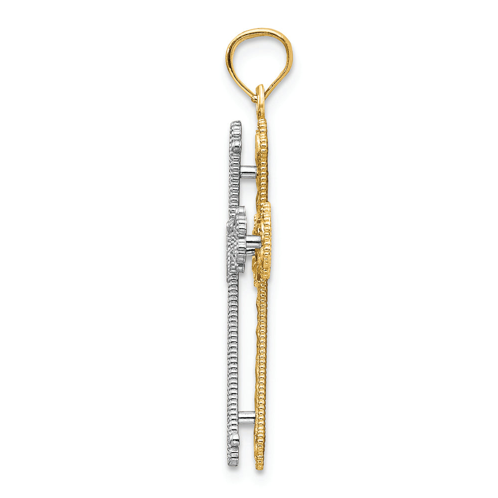 FJC Finejewelers 14k Two-tone Gold Hearts Cross Charm
