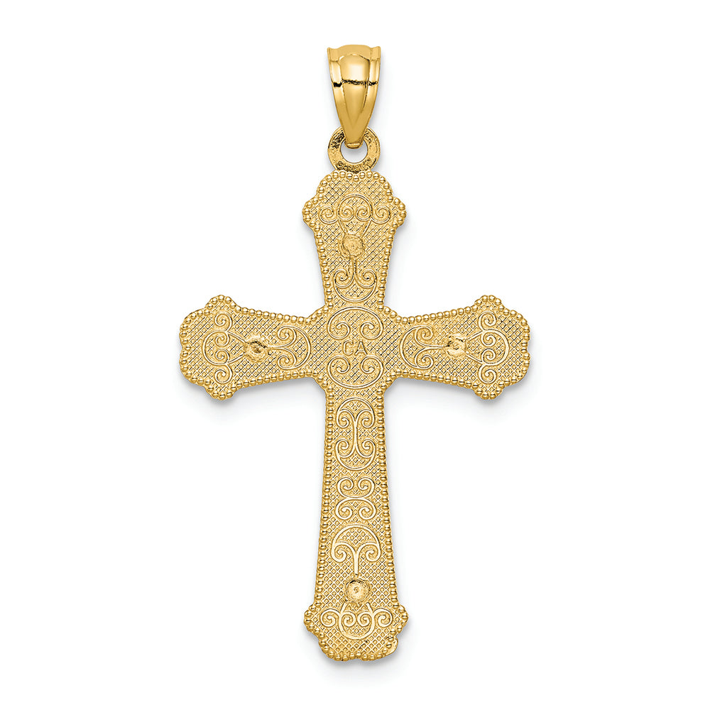 FJC Finejewelers 14k Two-tone Gold Hearts Cross Charm
