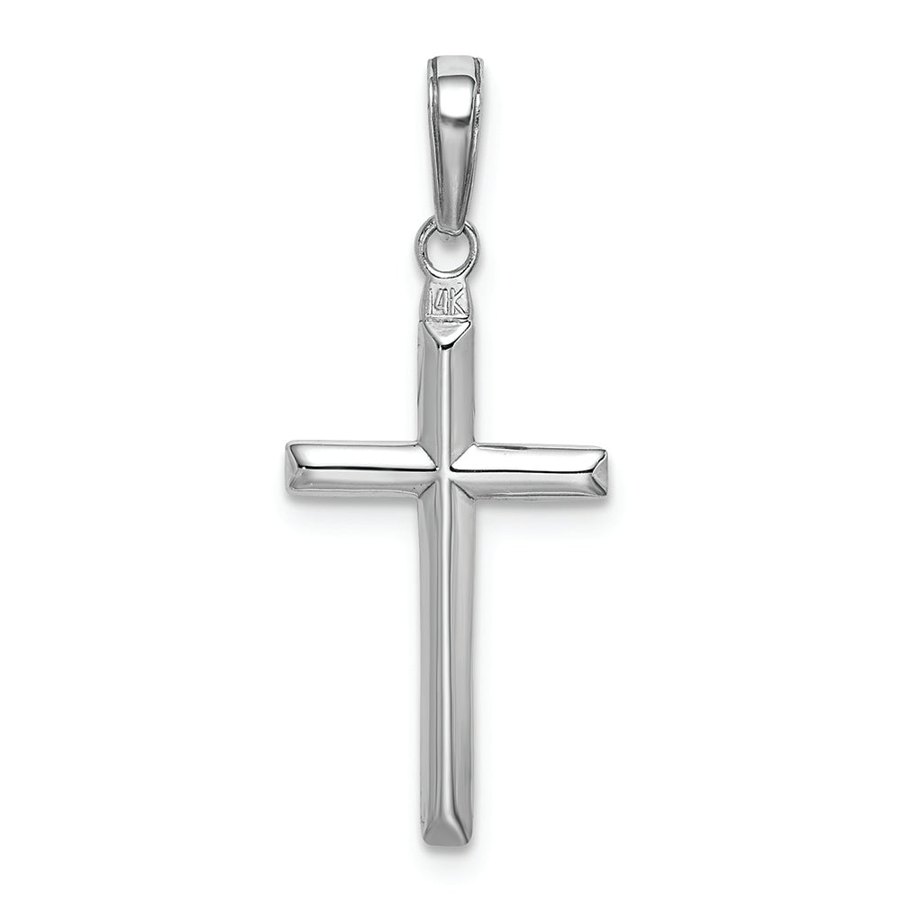 FJC Finejewelers 14k White Gold 3d Beveled Stick Cross Charm