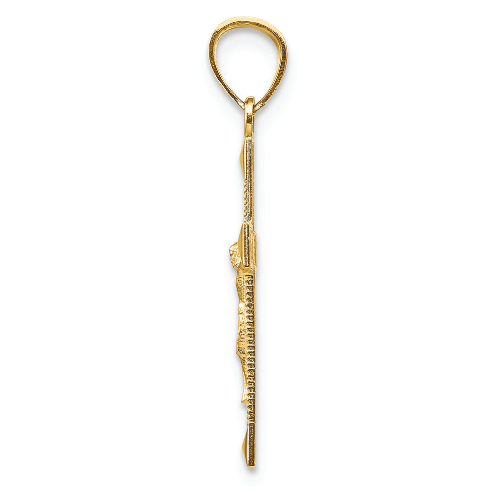 FJC Finejewelers 14k Yellow Gold Bright Cut Crucifix Charm