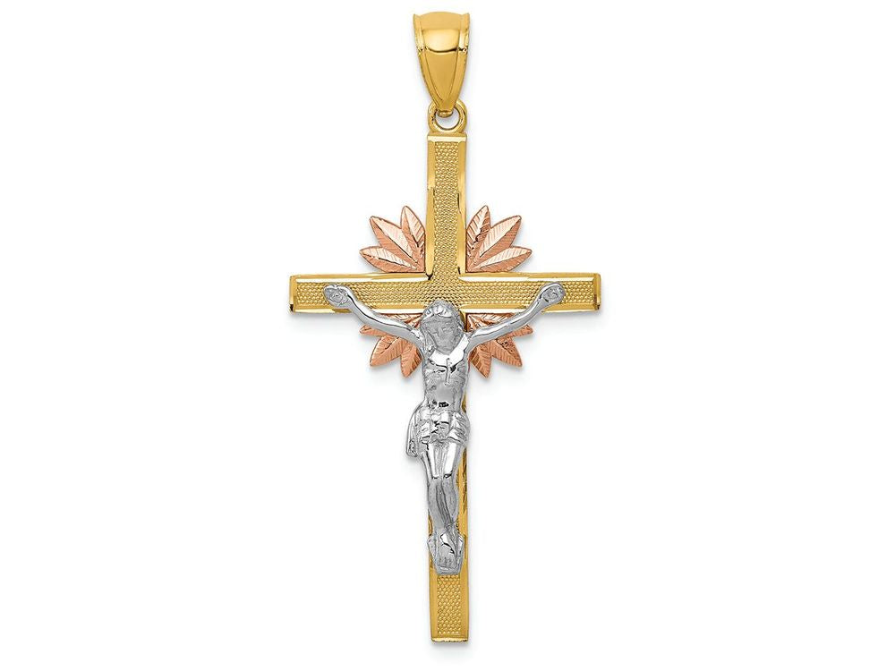 FJC Finejewelers 14 Kt Tri Color Gold Crucifix Charm