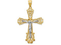 FJC Finejewelers 14k Two-tone Gold Bright Cut Crucifix Charm