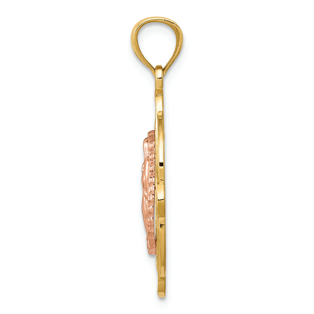 FJC Finejewelers 14k Two-tone Gold Rose Virgin Mary Charm