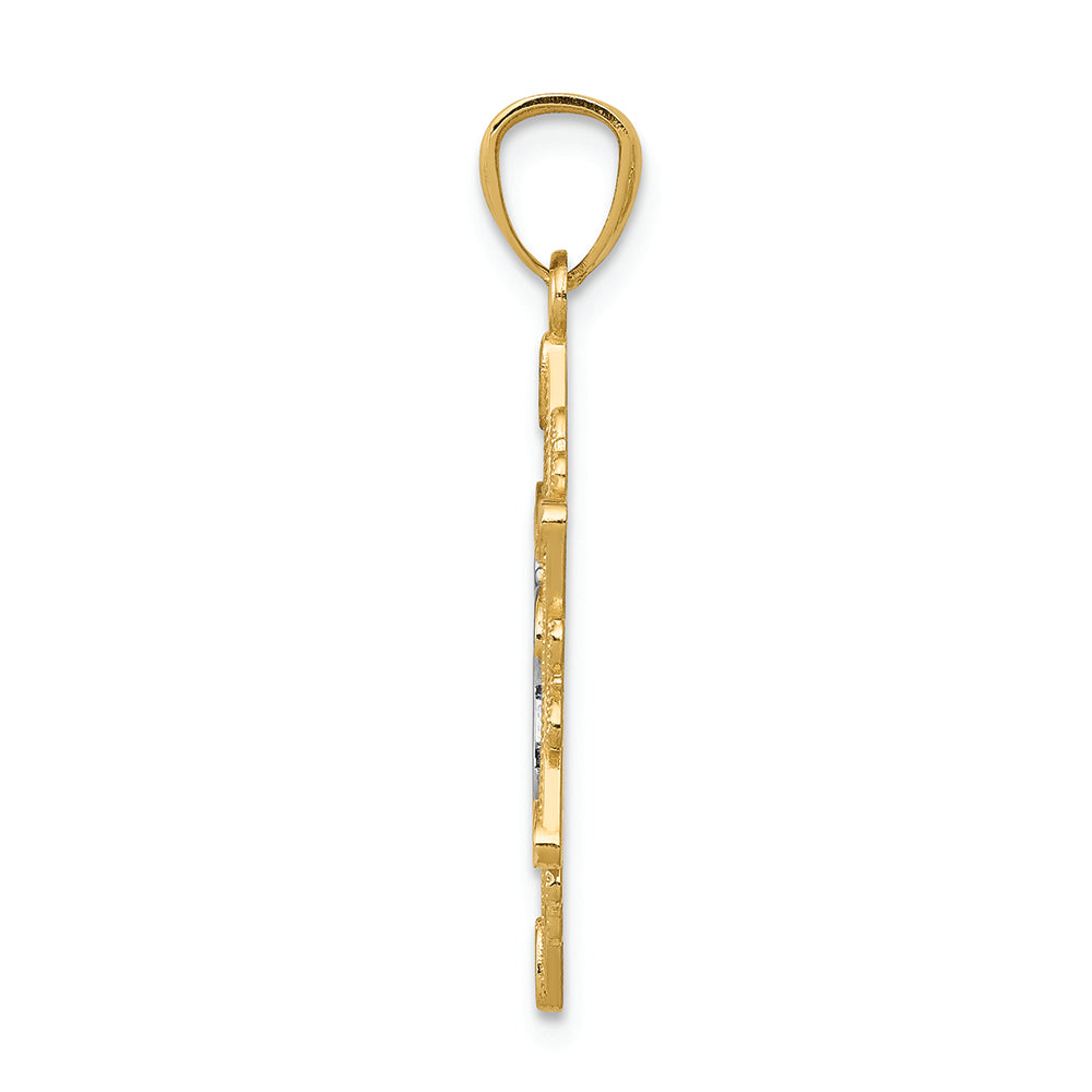 FJC Finejewelers 14k Yellow Gold with with Rhodium Star Of David Charm