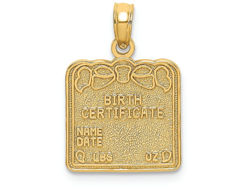 FJC Finejewelers 14k Yellow Gold Birth Certificate Charm