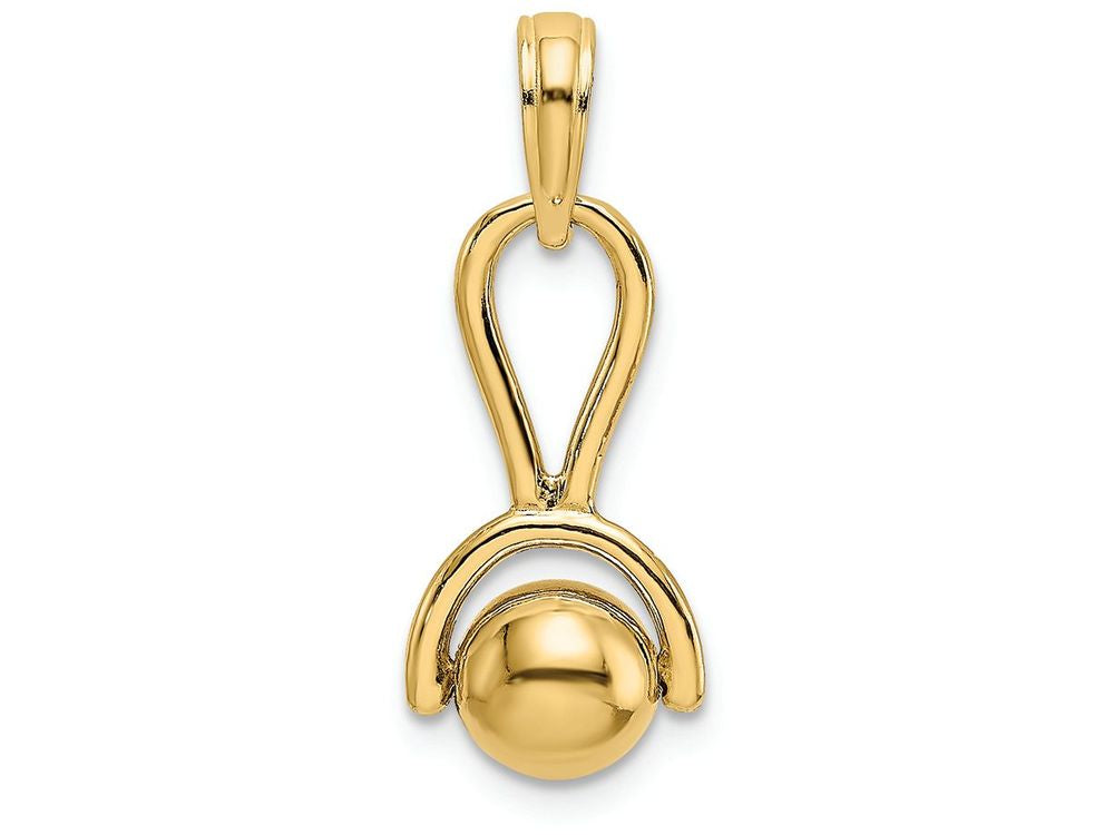 FJC Finejewelers 14k Yellow Gold 3d Baby Rattle with Moveable Ball Charm