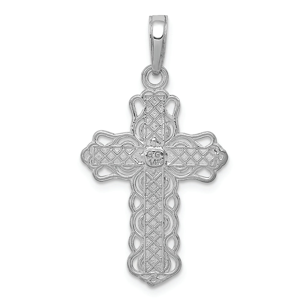 FJC Finejewelers 14k White Gold Cross with Lace Trim Center Charm