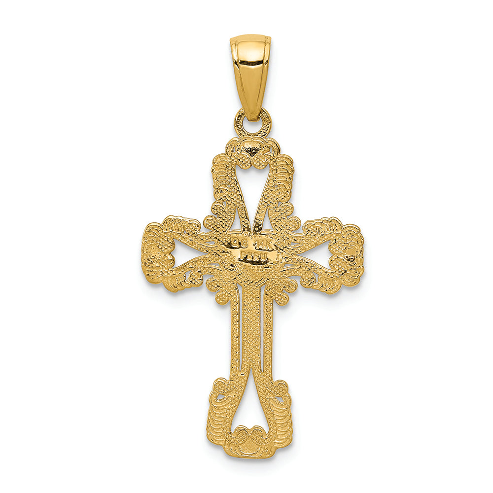 FJC Finejewelers 14k Yellow Gold Beaded Cross with Heart Charm