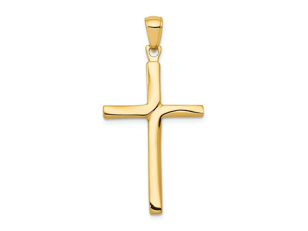 FJC Finejewelers 14k Yellow Gold Satin Finish Accent Stick Cross Charm