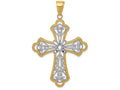 FJC Finejewelers 14k Yellow Gold with with Rhodium Bright Cut Filigree Cut-out Cross Charm
