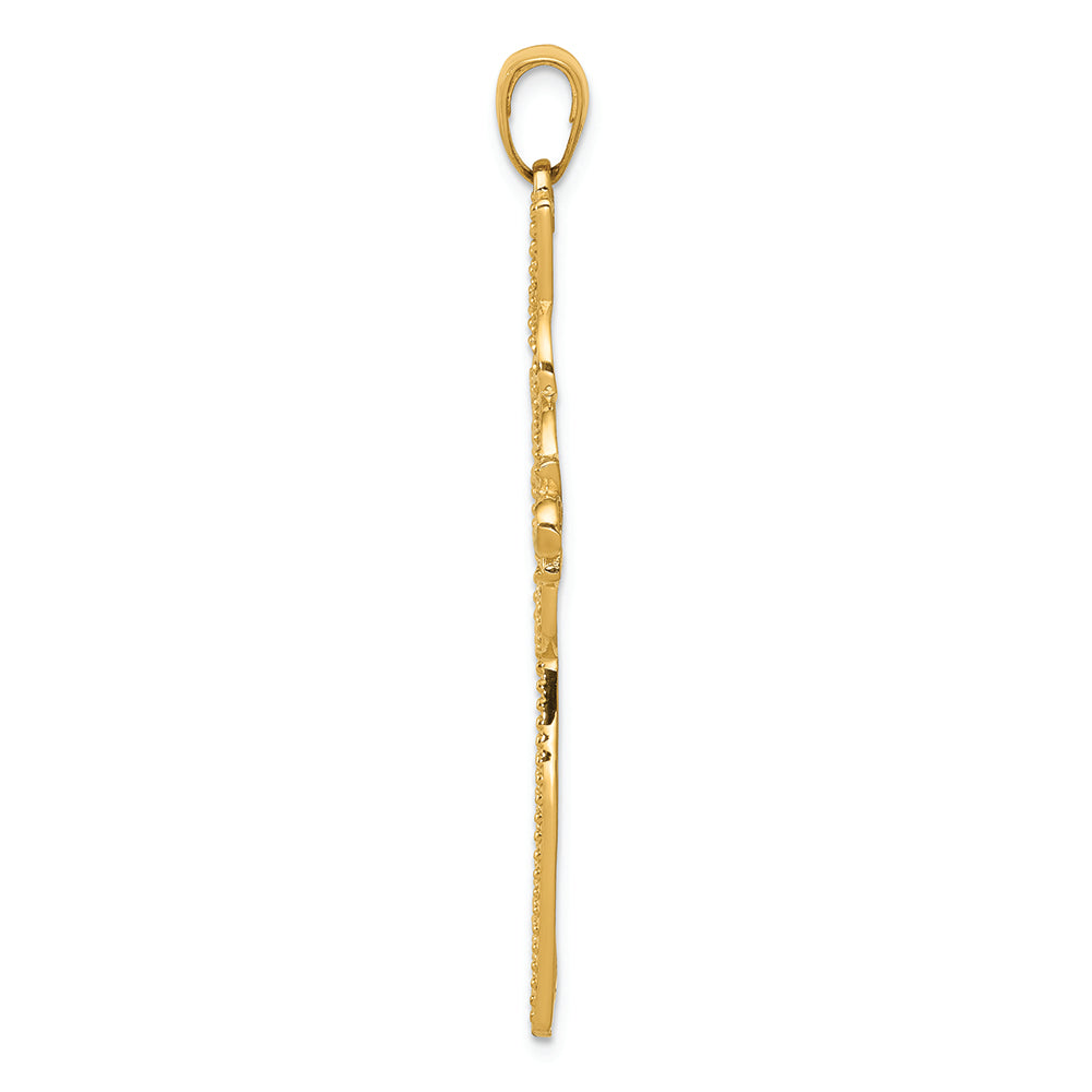 FJC Finejewelers 14k Yellow Gold with with Rhodium Bright Cut Beaded Trim Infinity Cross Charm