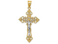 FJC Finejewelers 14k Two-tone Gold Large Lacey-edged Inri Crucifix Charm