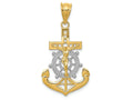 FJC Finejewelers 14k Yellow Gold with with Rhodium Bright Cut Mariners Cross Charm